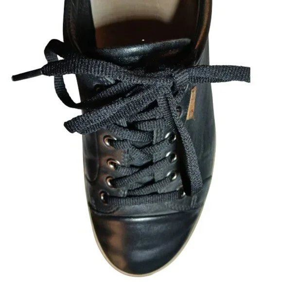 ECCO Soft Black Leather Sneakers Size EU39/US 8 EUC - Picture 15 of 16